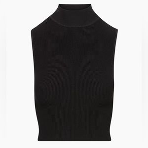 Aritzia Babaton Sculpt Knit Mockneck Halter Top - Black XS